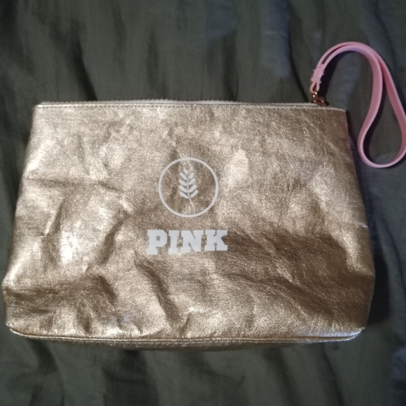 PINK Victoria's Secret Handbags - Reserved* Victoria's Secret PINK gold cosmetic bag